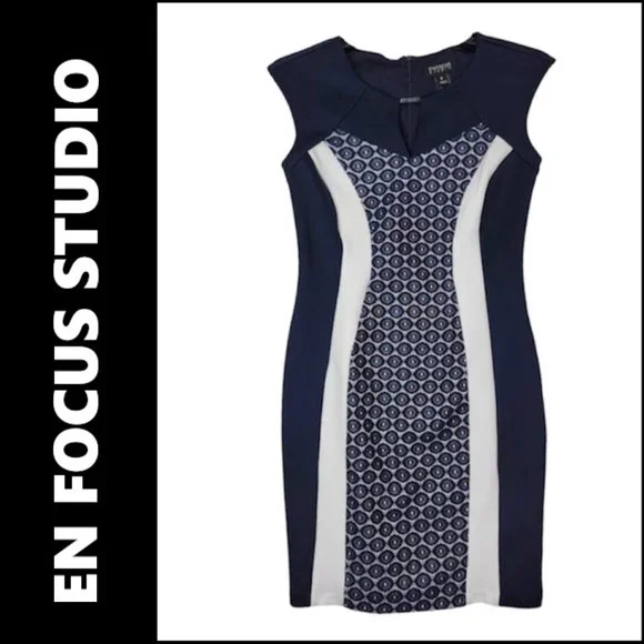 Enfocus Studio | Dresses | En Focus Studio Woman Sleeveless Dress Sheath  Size 8 Blue | Poshmark